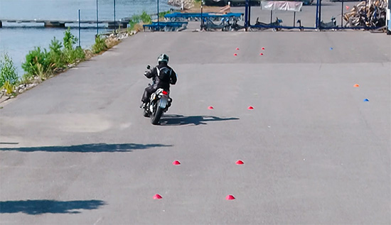 Motorcycle doing handling practices